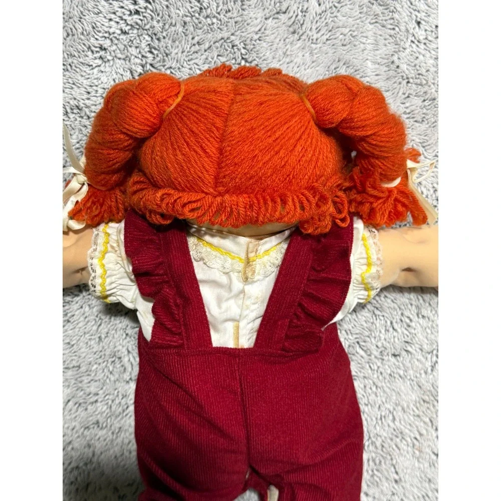 Cabbage Patch Kids Vtg Girl Doll Red Yarn Hair Blue Eyes Red Corduroy Overalls